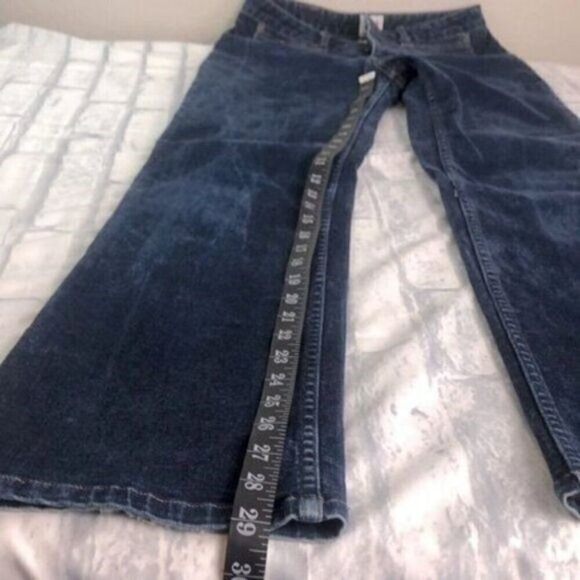 Fiorucci Flare Jeans Sailor Pockets Button Fly Bootcut Y2K VINTAGE Dark Denim 9S - Picture 8 of 13